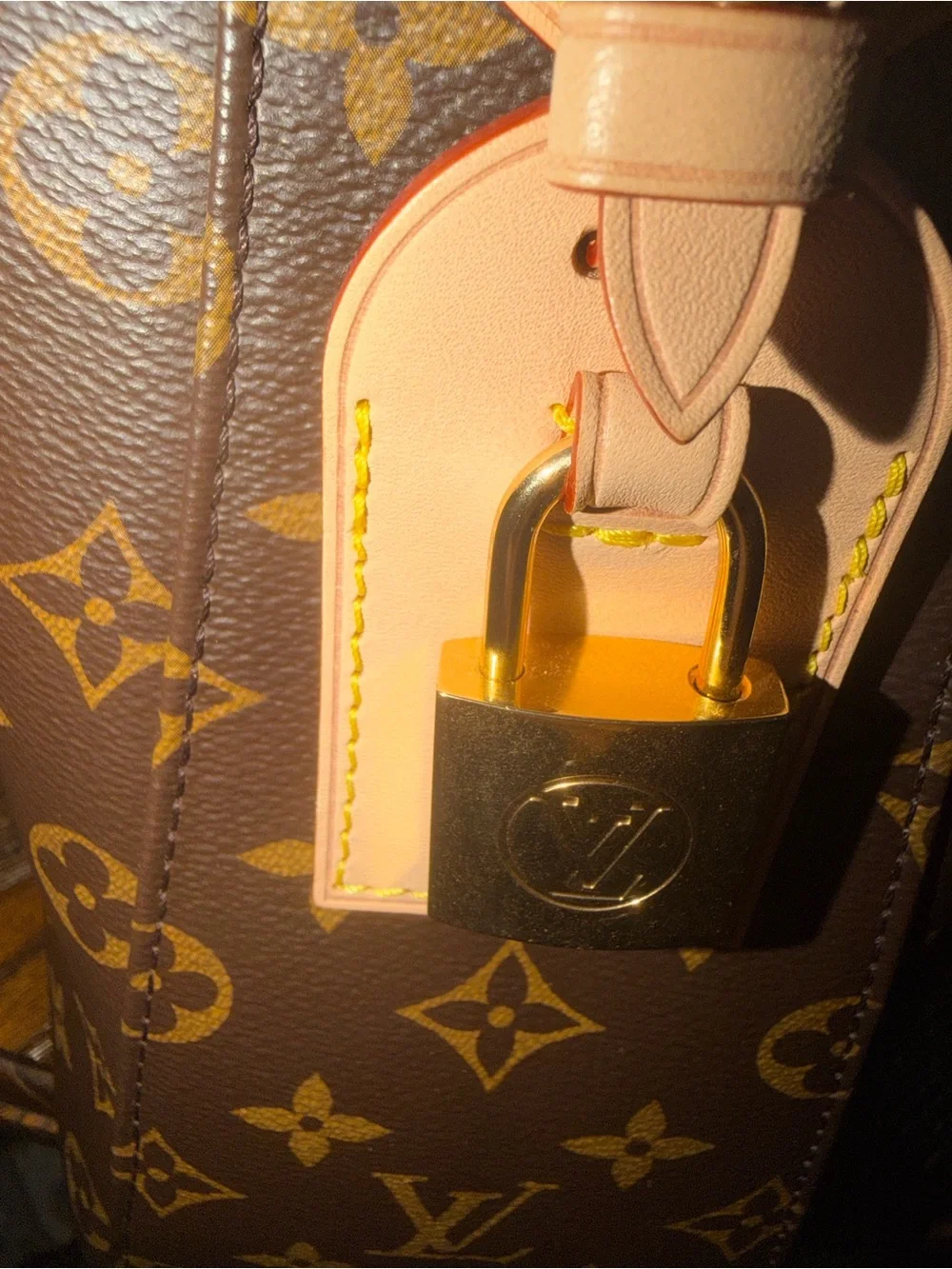 Louis Vuitton Monogram Shoulder Hobo in Brown with Red Trim